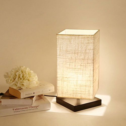  [아마존 핫딜]  [아마존핫딜]ZEEFO Simple Table Lamp Bedside Desk Lamp with Fabric Shade and Solid Wood for Bedroom, Dresser, Living Room, Baby Room, College Dorm, Coffee Table, Bookcase (Square)