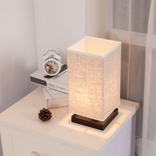  [아마존 핫딜]  [아마존핫딜]ZEEFO Simple Table Lamp Bedside Desk Lamp with Fabric Shade and Solid Wood for Bedroom, Dresser, Living Room, Baby Room, College Dorm, Coffee Table, Bookcase (Square)