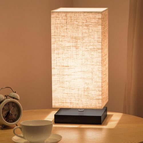  [아마존 핫딜]  [아마존핫딜]ZEEFO Simple Table Lamp Bedside Desk Lamp with Fabric Shade and Solid Wood for Bedroom, Dresser, Living Room, Baby Room, College Dorm, Coffee Table, Bookcase (Square)