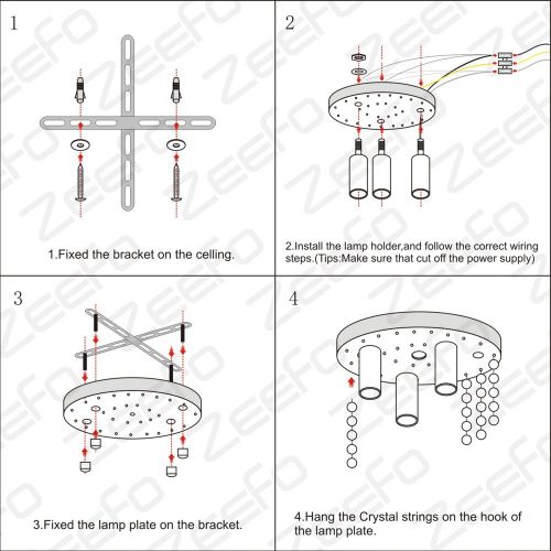  ZEEFO Crystal Chandelier, Modern Chandeliers Crystal Ball Light Fixture, 3 Lights, Flush Mount Ceiling Light 11.8 Inches Diameter for Hallway, Bedroom, Living Room, Kitchen, Dining