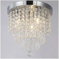 ZEEFO Crystal Chandeliers, Modern Pendant Flush Mount Ceiling Light Fixtures, 3 Lights, H10.2 W9.8 Inches, Contemporary Elegant Design Style Suitable for Hallway, Living Room, Dini