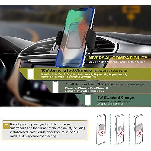  [아마존베스트]ZEEHOO ZeeHoo Wireless Car Charger,10W Qi Fast Charging Auto-Clamping Car Mount,Windshield Dashboard Air Vent Phone Holder Compatible with iPhone Xs MAX/XS/XR/X/8/8+, Samsung S10/S10+/S9/