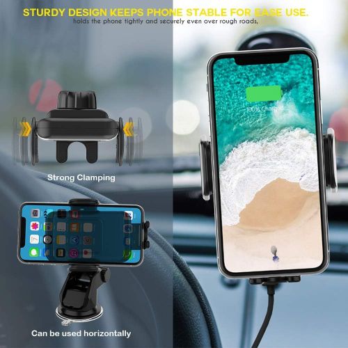  [아마존베스트]ZEEHOO ZeeHoo Wireless Car Charger,10W Qi Fast Charging Auto-Clamping Car Mount,Windshield Dashboard Air Vent Phone Holder Compatible with iPhone Xs MAX/XS/XR/X/8/8+, Samsung S10/S10+/S9/