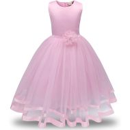 ZEFOTIM Girls Lace Bridesmaid Dress Long A Line Wedding Pageant Dresses Tulle Party Gown 3-8T