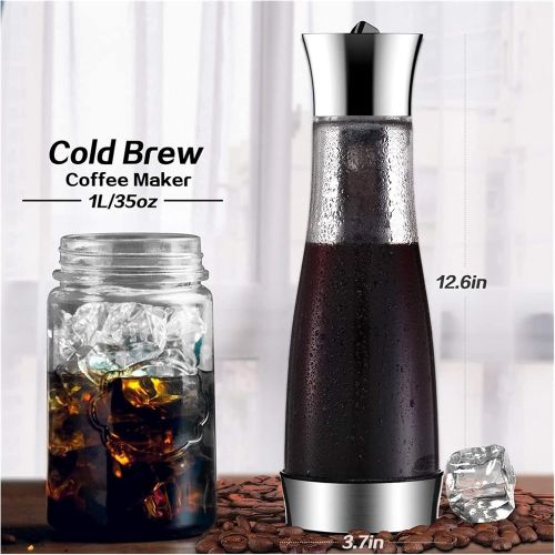  ZEFS--ESD Coffee Maker, Coffee Maker Pot Mocha Cold Brew Cafetera Filter Coffee Pot Leakproof Thick Glass Tea Infuser Percolator Tool Espresso Maker (Color : Clear)