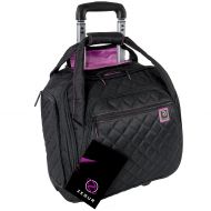 ZEGUR Quilted Rolling Underseat Carry-On Luggage - Wheeled Travel Tote Bag (Black)