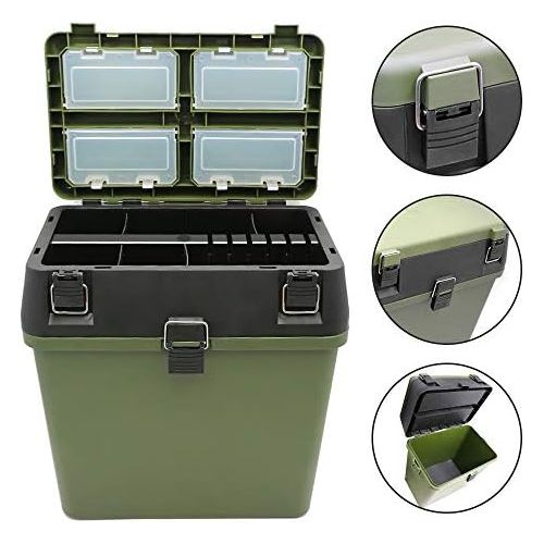 [아마존베스트]ZEHNHASE Fishing box fishing case seat for fishing tackle and fishing accessories, fishing backpack and fishing bag, green.