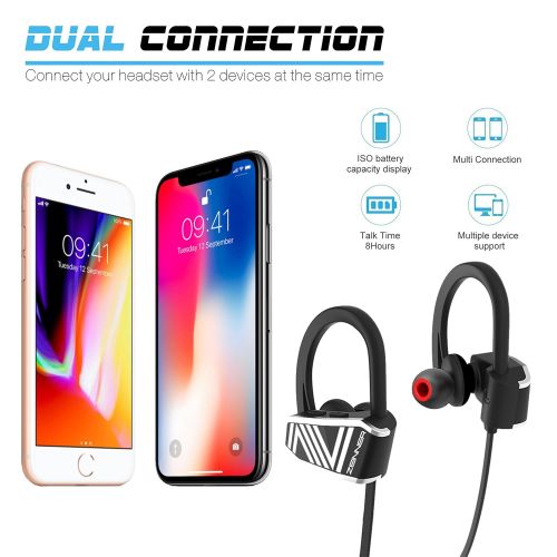  ZEINNER Z Bluetooth Sport Headphones by ZEINNER, Wireless Handsfree Earphones wMic IPX7 Sweatproof HD Stereo Earbuds for Fitness Gym Running Workout Triathlon with 9 Hour Battery Noise Canc