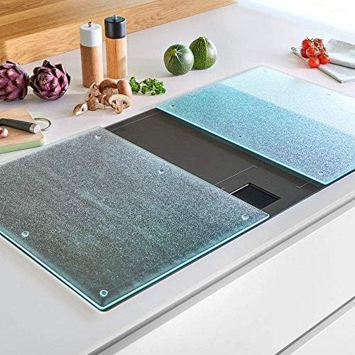  [아마존베스트]ZELLER PRESENT SCHOENER LEBEN. PRAKTISCH WOHNEN. Zeller 26205 2-Piece Chopping Board / Worktop Saver Set for Ceran Hobs 52x30 cm Glass