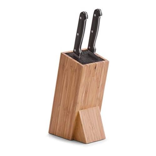  [아마존베스트]ZELLER PRESENT SCHOENER LEBEN. PRAKTISCH WOHNEN. Zeller 25328 9.5 x 15 x 23.5 cm Knife Block with Brush Attachment Bamboo