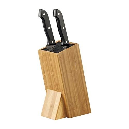  [아마존베스트]ZELLER PRESENT SCHOENER LEBEN. PRAKTISCH WOHNEN. Zeller 25328 9.5 x 15 x 23.5 cm Knife Block with Brush Attachment Bamboo