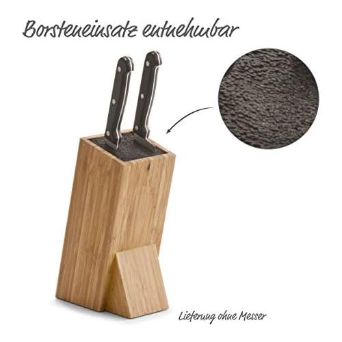  [아마존베스트]ZELLER PRESENT SCHOENER LEBEN. PRAKTISCH WOHNEN. Zeller 25328 9.5 x 15 x 23.5 cm Knife Block with Brush Attachment Bamboo