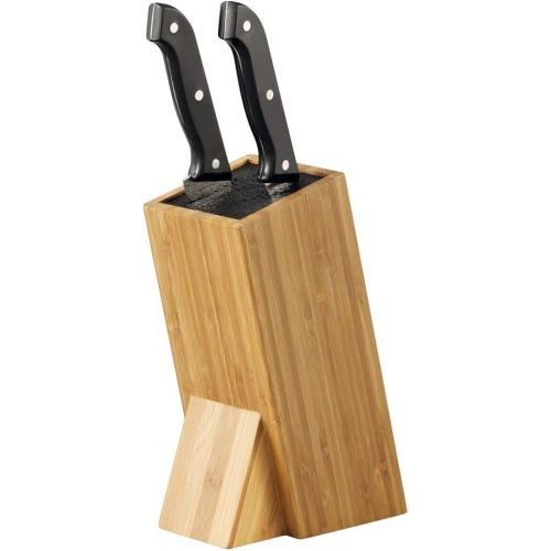  [아마존베스트]ZELLER PRESENT SCHOENER LEBEN. PRAKTISCH WOHNEN. Zeller 25328 9.5 x 15 x 23.5 cm Knife Block with Brush Attachment Bamboo