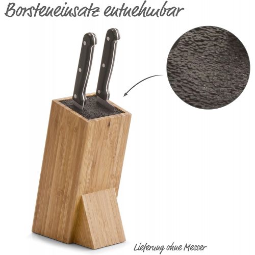  [아마존베스트]ZELLER PRESENT SCHOENER LEBEN. PRAKTISCH WOHNEN. Zeller 25328 9.5 x 15 x 23.5 cm Knife Block with Brush Attachment Bamboo