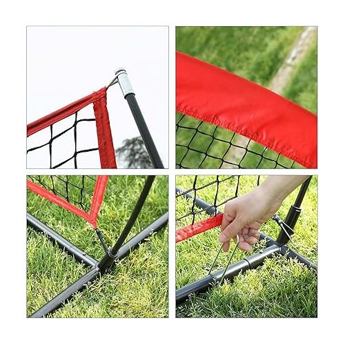  Baseball and Softball Practice Net 7×7ft Portable Hitting Batting Training Net with Carry Bag and Metal Frame