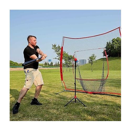  Baseball and Softball Practice Net 7×7ft Portable Hitting Batting Training Net with Carry Bag and Metal Frame