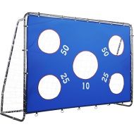 ZELUS Soccer Goal 8 x 5.6 ft, 2 in 1 Powder Coated Soccer Goal Frame with All Weather Net & Detachable Target Goal Net for improving Skills