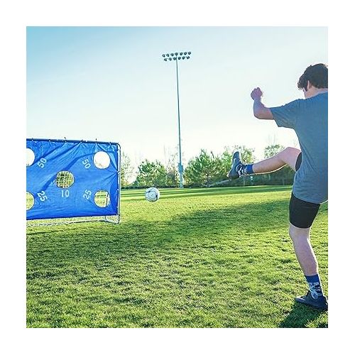  ZELUS Soccer Goal 8 x 5.6 ft, 2 in 1 Powder Coated Soccer Goal Frame with All Weather Net & Detachable Target Goal Net for improving Skills