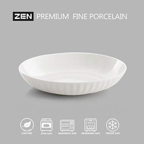  [아마존베스트]ZEN Pleats Porcelain Salad Pasta Bowls 23oz Set of 6 (Mixed Color)