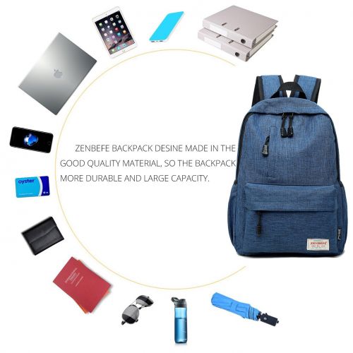  ZENBEFE Backpacks Light Weight Unisex School Backpack For Students Book bags Travel Rucksack Fits 15 Inch Laptop Backpack Dark Blue