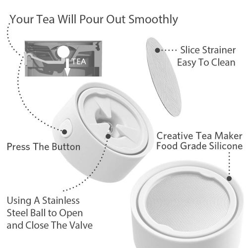 ZENS Travel Tea Set Glass,Portable Teapot Set with Case for Loose Tea,Double Wall Tea Cup Strainer for Outdoor (White)