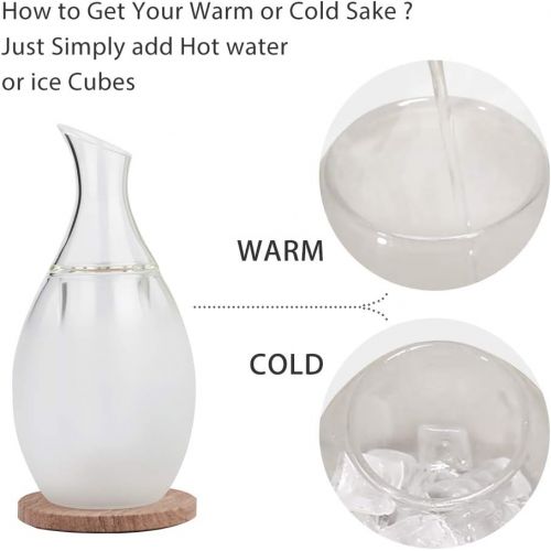  [아마존베스트]ZENS Sake Set Glasses, 8.5 Ounce Sake Carafe Cups with 4 Saki Cup Set for Warmer or Cold Japanese Wine with Stone Coaster Gift Sets