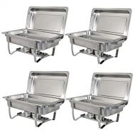 ZENY Zeny 4 Pack Premier Chafers Stainless Steel Chafing Dish 8 Qt. Full Size Buffet Trays