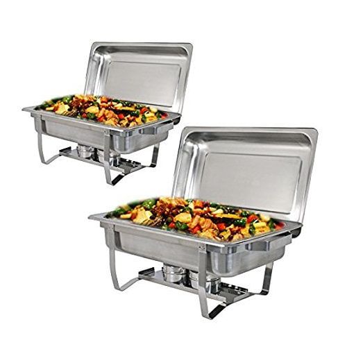  ZENY Zeny 4 Pack Premier Chafers Stainless Steel Chafing Dish 8 Qt. Full Size Buffet Trays