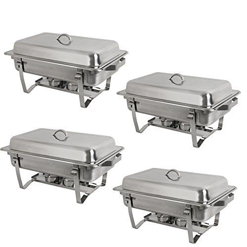  ZENY Zeny 4 Pack Premier Chafers Stainless Steel Chafing Dish 8 Qt. Full Size Buffet Trays