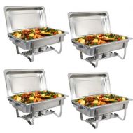 ZENY Zeny Upgraded 8 Qt Stainless Steel Chafer, Full Size Chafer, Chafing Dish wWater Pan, Food Pan, Alcohol Furnace and Lid (Pack of 4)