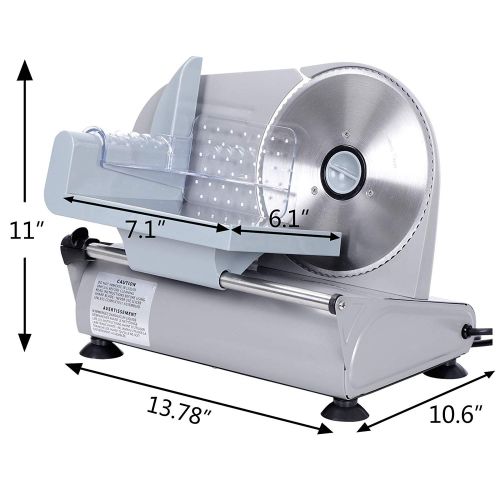  ZENY Zeny 7.5Commercial Stainless Steel Semi-Auto Meat Slicer, Cheese Food Electric Deli Slicer Veggies Cutter (#150W)