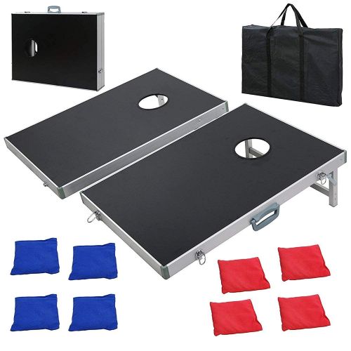  ZENY Portable 3 x 2 Cornhole Game Set, Superior Collapsible Aluminum Alloy Frame MDF Cornhole Board w 8 Bean Bags and Carrying Case for Tailgate Party Backyard BBQ Game