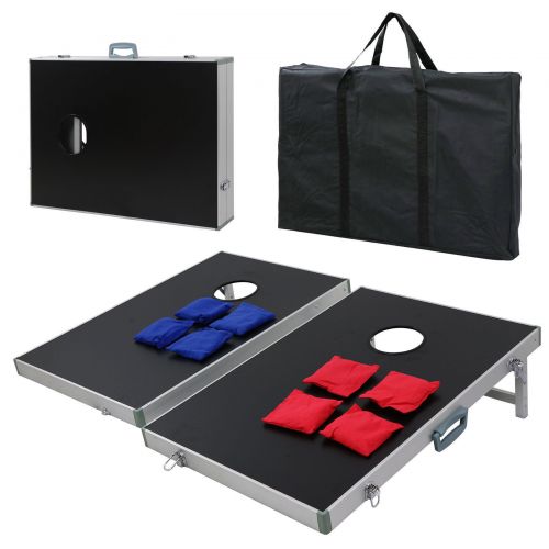  ZENY Portable 3 x 2 Cornhole Game Set, Superior Collapsible Aluminum Alloy Frame MDF Cornhole Board w 8 Bean Bags and Carrying Case for Tailgate Party Backyard BBQ Game