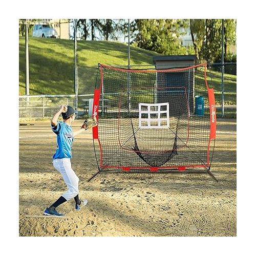  ZENY 7'×7' Baseball Softball Practice Net for Hiting and Pitching Batting Fielding, Baseball Cataching Net with Strike Zone Target