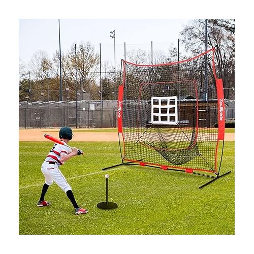  ZENY 7'×7' Baseball Softball Practice Net for Hiting and Pitching Batting Fielding, Baseball Cataching Net with Strike Zone Target