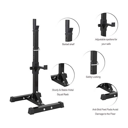  ZENY Adjustable Squat Rack Stand, Barbell Rack for Bench Press, Weight Lifting Rack for Home Gym Strength Training, Max Load 550LB