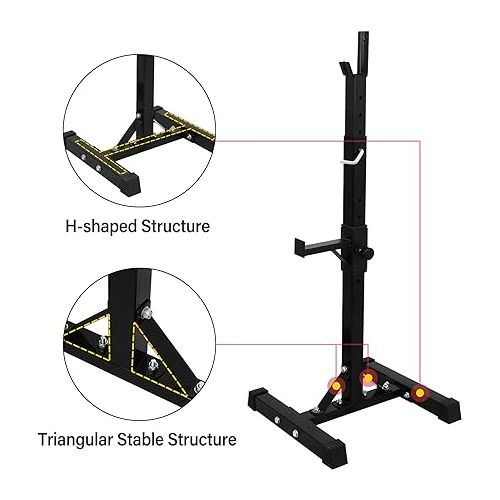  ZENY Adjustable Squat Rack Stand, Barbell Rack for Bench Press, Weight Lifting Rack for Home Gym Strength Training, Max Load 550LB