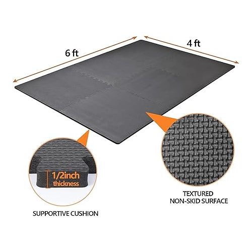  ZENY Puzzle Exercise Mat 1/2'' Thick Interlocking Foam Floor Mat, Gym Flooring Mat, Home Gym Workout Exercise Equipment Mat