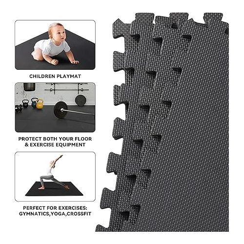  ZENY Puzzle Exercise Mat 1/2'' Thick Interlocking Foam Floor Mat, Gym Flooring Mat, Home Gym Workout Exercise Equipment Mat