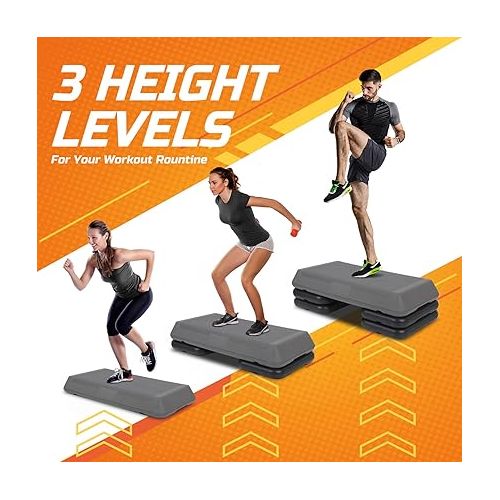  ZENY Exercise Aerobic Stepper Platform 28.5'' Adjustable Aerobic Step with 4 Risers, Fitness and Workout Stepper for Home Gym