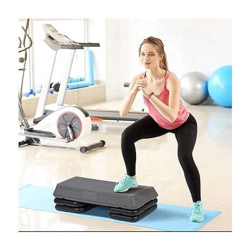  ZENY Exercise Aerobic Stepper Platform 28.5'' Adjustable Aerobic Step with 4 Risers, Fitness and Workout Stepper for Home Gym