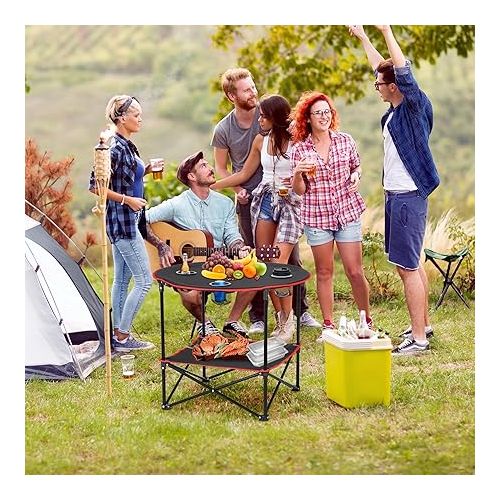  ZENY Portable Folding Picnic Table Outdoor Camping Table with 4 Cup Holders and Carrying Bag Collapsible Portable Tables Folding for BBQ Outdoor Fishing