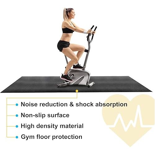  ZENY Exercise Equipment Mat Treadmill Mat 8x3 ft Floor Mat High Density Fitness Gym Mat for Indoor Bike Cycling Mat,Jump Rope Mat,Elliptical Mat,Hard Floor Carpet Protection Black