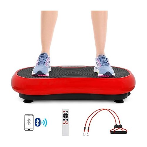  ZENY Viration Platform Exercise Machine for Home Gym, Whole Body Vibrating Plate, Fitness Platform Exercise Board with Bluetooth and Loop Bands, Weight Loss Workout Equipment with Bluetooth