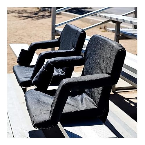  ZENY Folding Stadium Seat with Back Support, Reclining Bleacher Seat Chairs with Back and Cushion, Portable Sport Events Stadium Chairs with Backrest