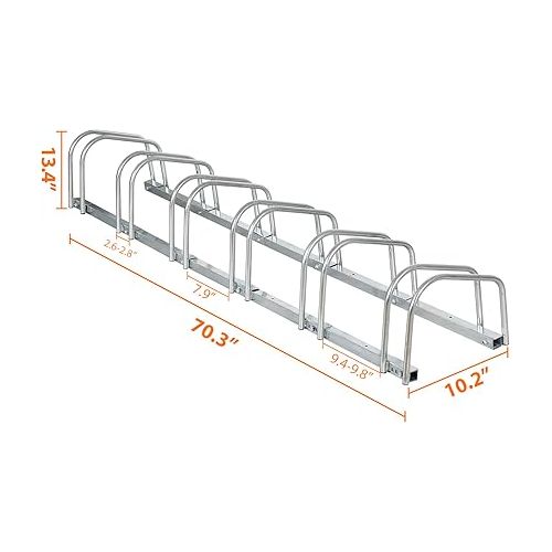  ZENY 1-6 Bike Rack Bicycle Floor Parking Stand for Mountain Bike Road Bike Indoor Outdoor Garage Adjustable Bicycle Storage Organizer Stand