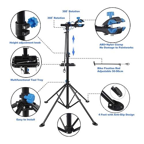  ZENY Adjustable Bike Repair Stand, Shop Home Bicycle Mechanic Maintenance Rack, Portable Quick Release Bicycle Maintenance Workstand