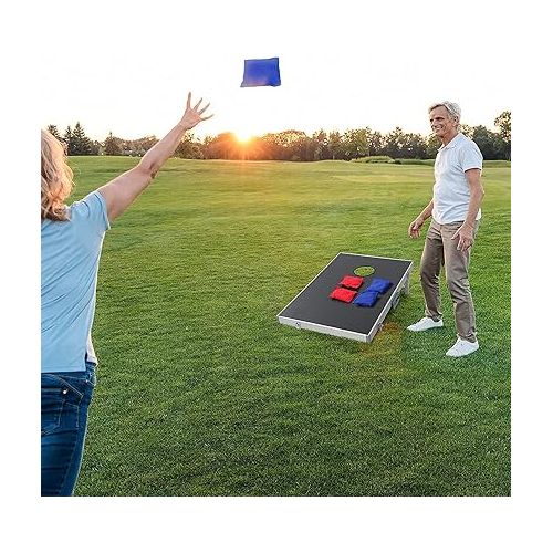  ZENY Cornhole Set 3x2 ft, Portable Corn Hole Boards, Outdoor Cornhole Game Set, Foldable Aluminum Boards, Lightweight