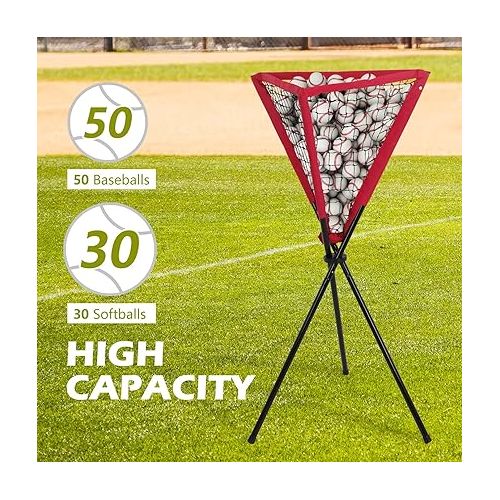  ZENY Baseball Softball Ball Caddy Stand for Batting Pitching Practice Training Baseball Holders w/Carry Bag for Hitting Batting Pitching Practice