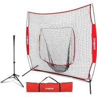 ZENY 7'x7' Baseball Softball Hitting Net and Tee Combo for Batting Pitching Fielding Portable Backstop Training Net